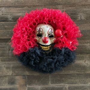 Scary Halloween clown wreath
